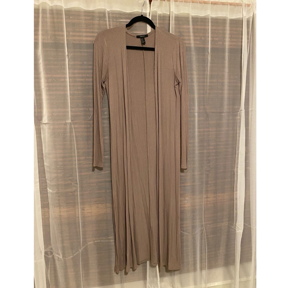 Long Sleeve Taupe Ribbed Cardigan